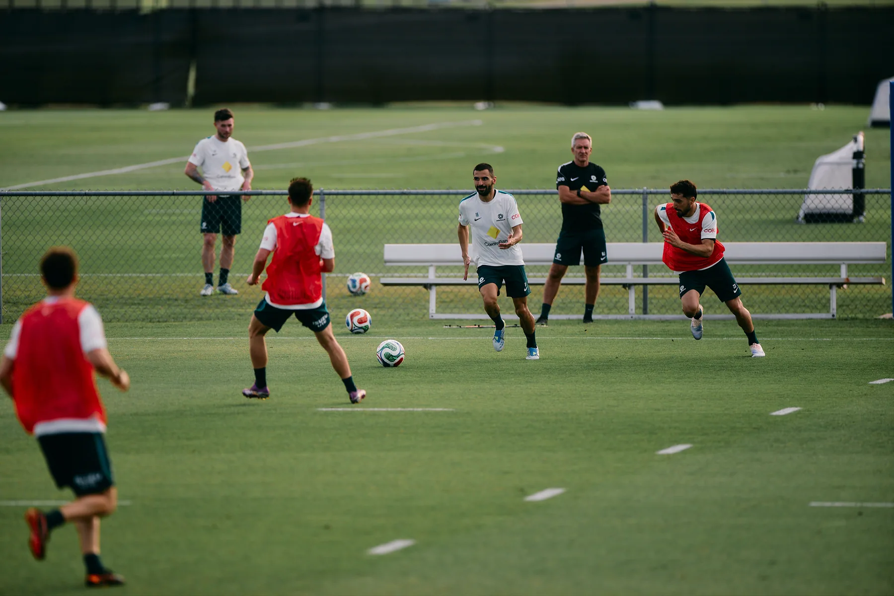 Dr Jones with Socceroos players at training